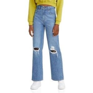 Levis High Waisted Straight Jeans Rigid Denim Medium Wash Size 30